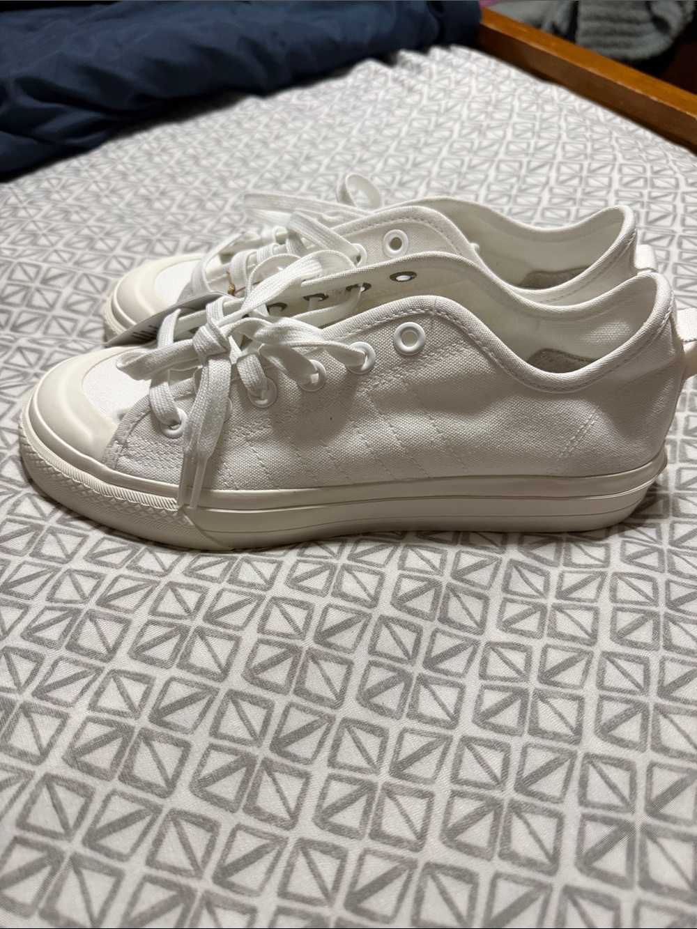 Women’s White Canvas Low-Top Adidas Sneakers
